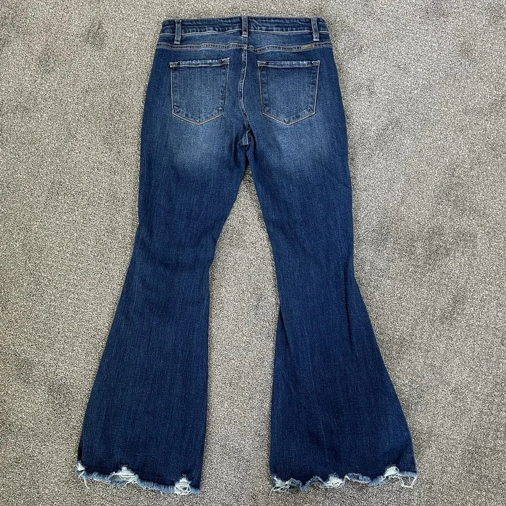 KanCan Dark Indigo Distressed Flare Jeans